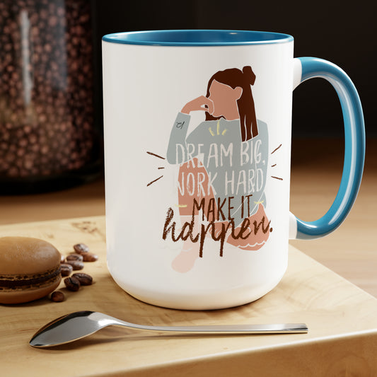 Dream Big Two-Tone Coffee Mug, 15oz Printify Pikolelie (pee-koh-lay-lee) Activewear Mug