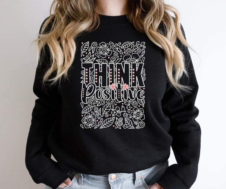 Think Positive Crewneck Printify Pikolelie (pee-koh-lay-lee) Activewear Sweatshirt