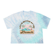 Life Is Better At The Beach Women's Tie-Dye Crop Tee Printify Pikolelie (pee-koh-lay-lee) Activewear T-Shirt